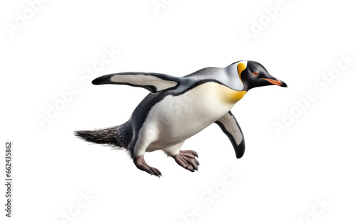 Penguin Running From Hunter with Passion on a Clear Surface or PNG Transparent Background.