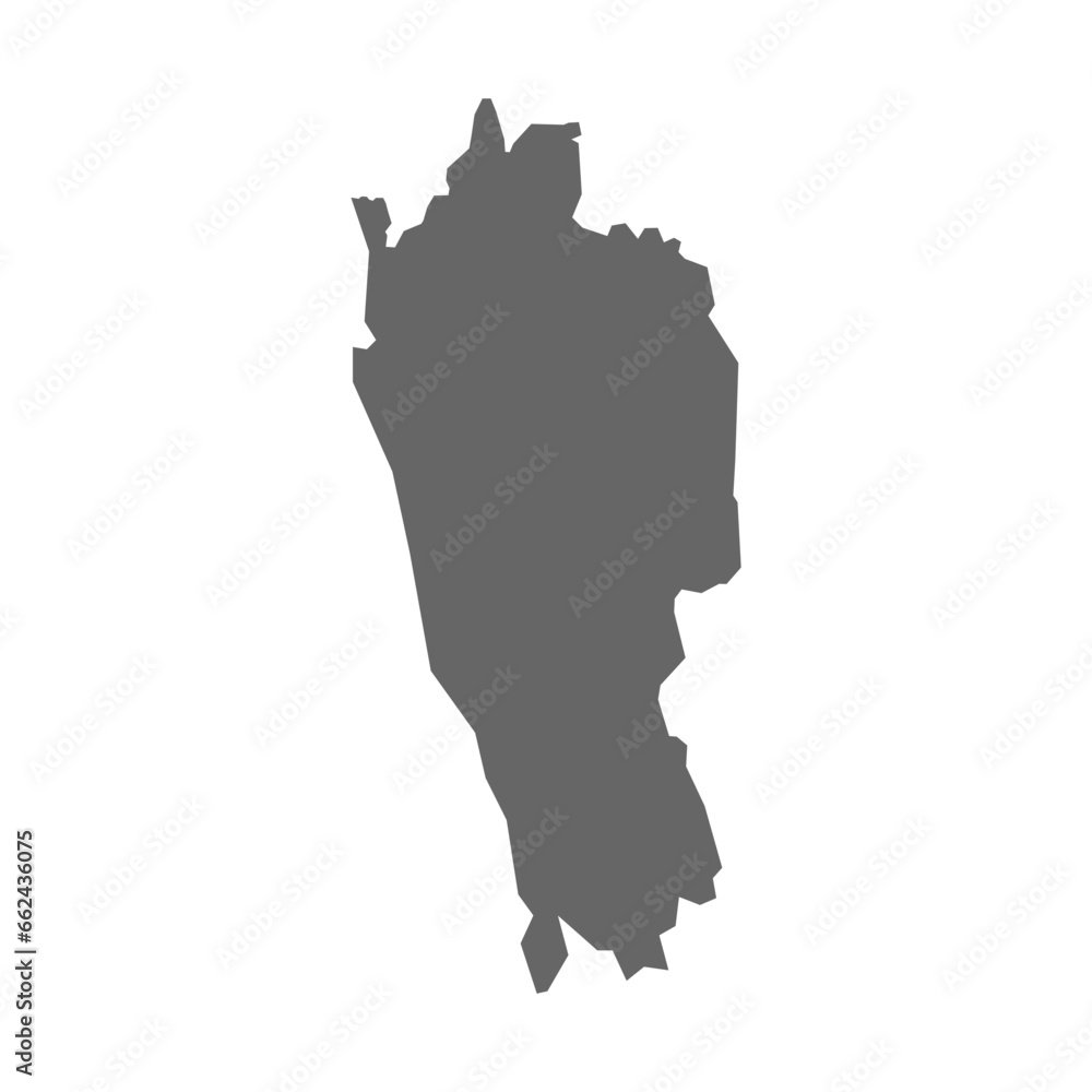 Mizoram map in geometrical vector form. Mizoram is an Indian state.