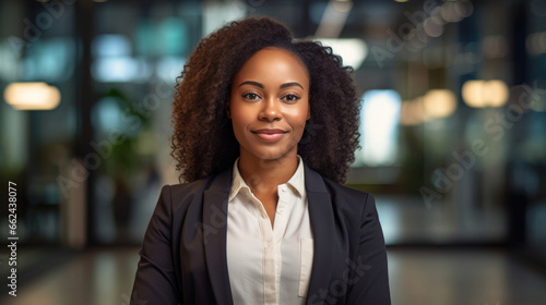 Focused Black Businesswoman in Office Environment