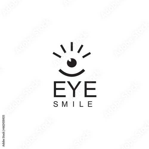 Eye smile Logo design combining an eye and a smile to represent vision, positivity, and trust, logo design editable vector band identity.