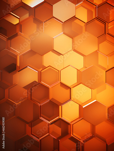Orange digital hexagon abstract background