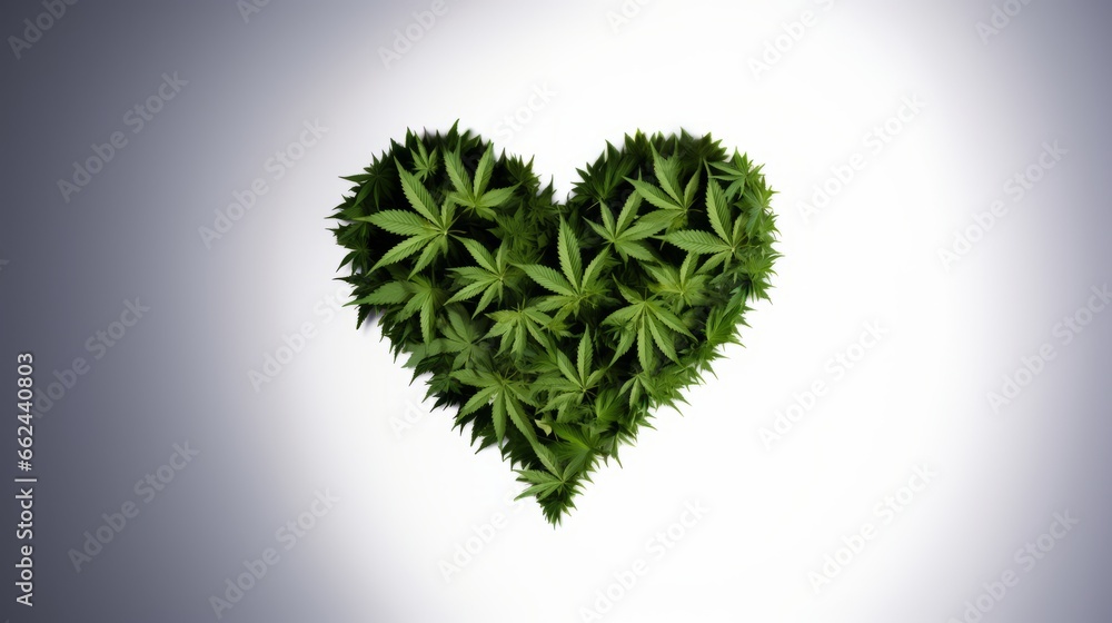 Marijuana Cannabis lants in the shape of a decorative heart Marijuana Cannabis lants in the shape of a decorative heart