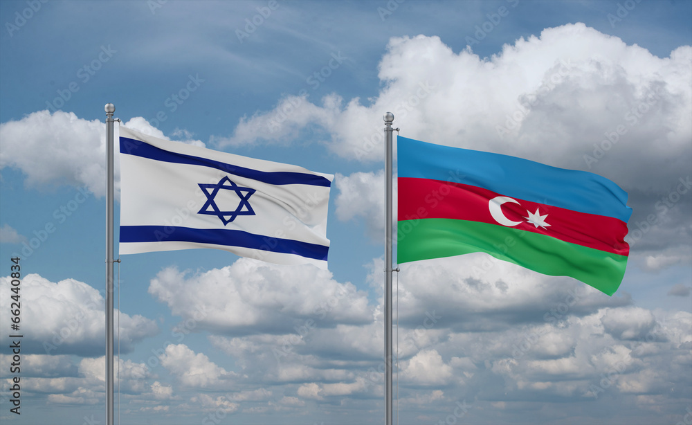 Azerbaijan and Israel flags, country relationship concept Azerbaijan and Israel flags, country relationship concept