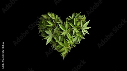 Marijuana Cannabis lants in the shape of a  decorative heart photo