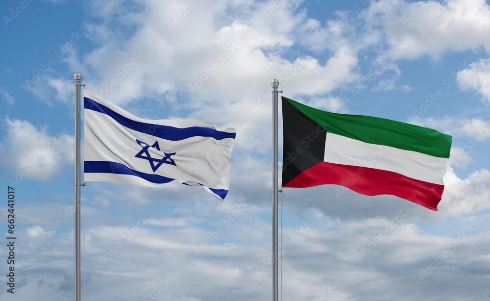 Kuwait and Israel flags, country relationship concept Kuwait and Israel flags, country relationship concept