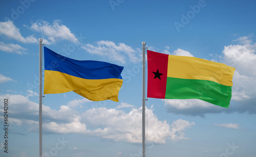 Guinea-Bissau and Ukraine flags, country relationship concept