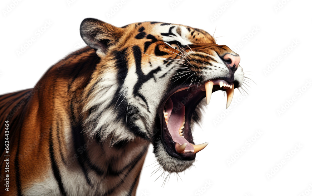 Obraz premium Tiger Nature's Roaring in the Wild on a Clear Surface or PNG Transparent Background.