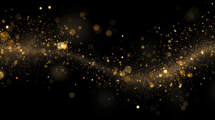 Confetti, gold confetti with small yellow circles particles on a black background