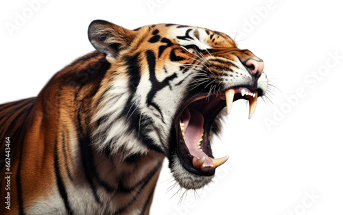 Tiger Nature's Roaring in the Wild on a Clear Surface or PNG Transparent Background. © Usama