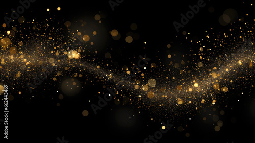 gold confetti with small yellow circles on a black background