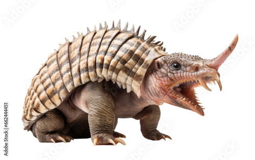Armadillo Roaring in the Wild on a Clear Surface or PNG Transparent Background.