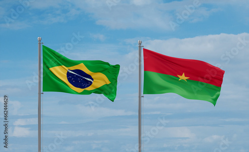 Burkina Faso and Brazil flags  country relationship concept