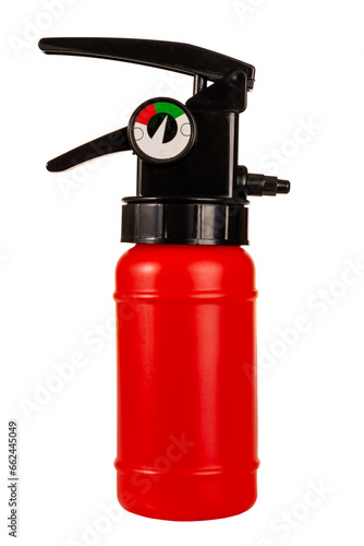 fire extinguisher children's toy plastic red color isolated on white background