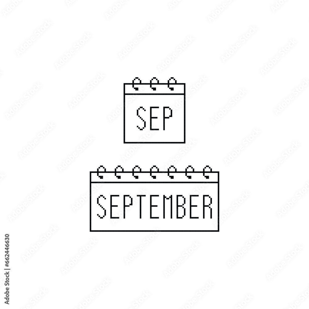 Fototapeta premium September Calendar in Pixel Art