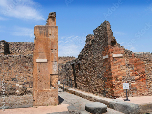 Street in the ruins of Pompeii which is visited by millions of People near Naples in Italy