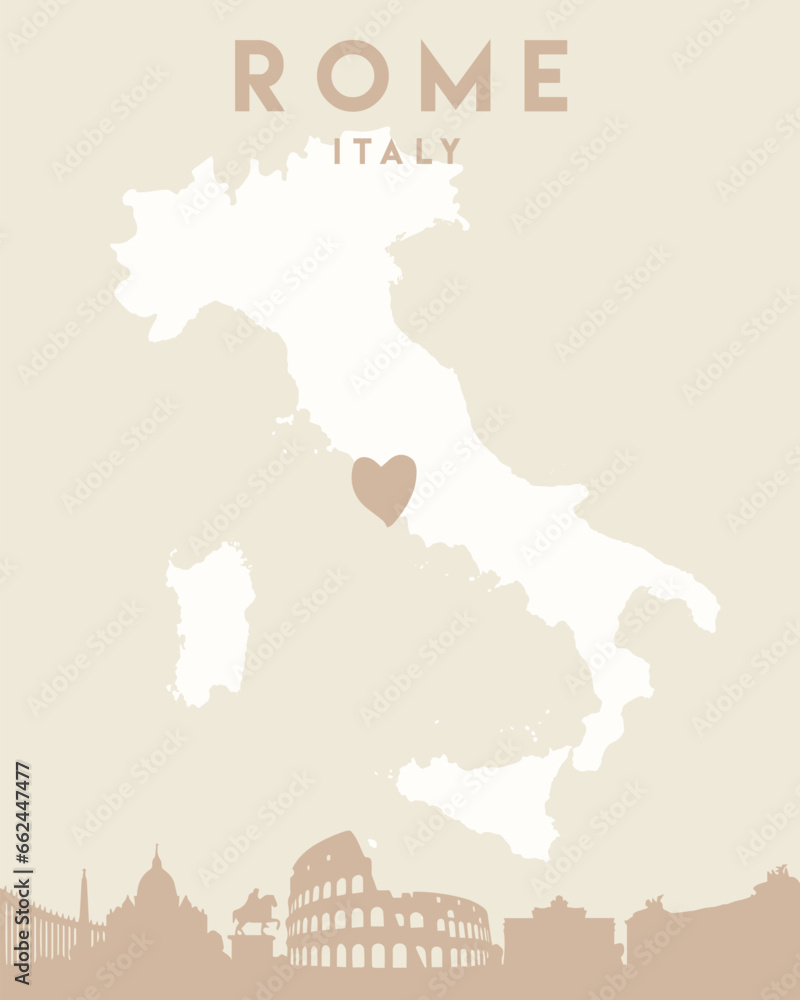 a pink Rome map that has the shape of a heart on it