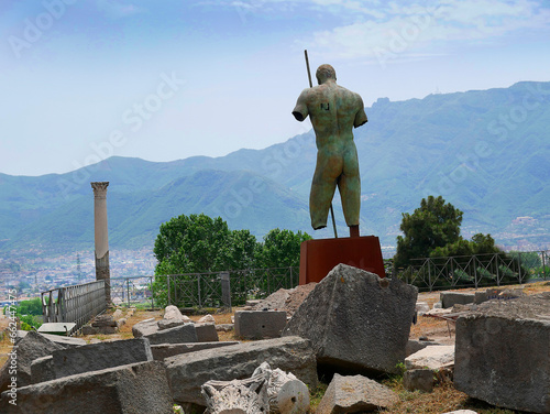 Statue in the ruins of Pompeii in Italy