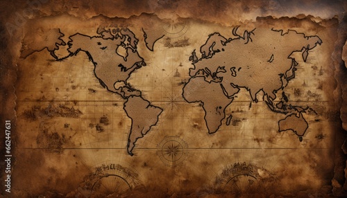 old world map on old paper,grungy,vintage 