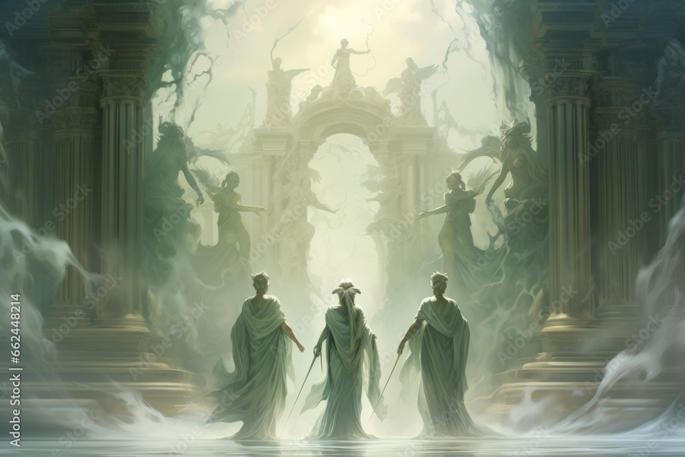 Ethereal mist guardians, protecting sacred sites with their veiled presence - Generative AI