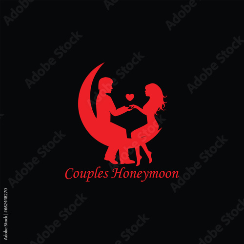 honeymoon couple logo design vector