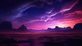magical magenta purple scence in desert  wide view