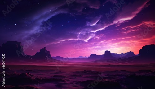 magical magenta purple scence in desert  wide view photo