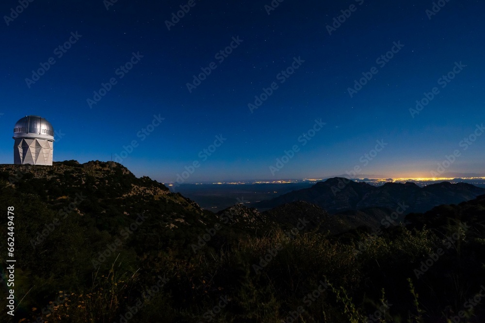 4K Image Telescopes on Kitt Peak near Tucson, Arizona, After Sunset