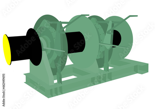 Ship windlass winch transparent background