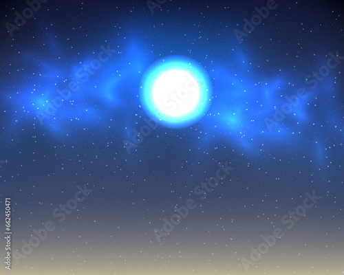 Beautiful milky way galaxy background with nebula cosmos. Stardust in deep universe and bright shining stars in universe. Vector illustration.