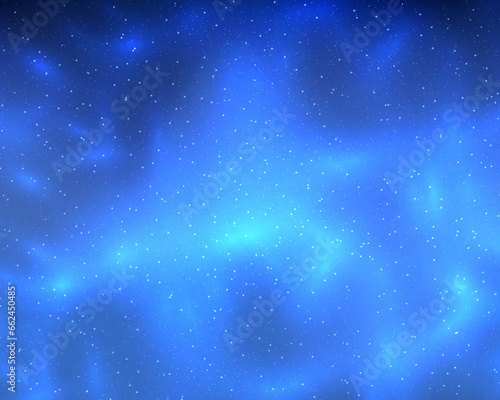 Beautiful milky way galaxy background with nebula cosmos. Stardust in deep universe and bright shining stars in universe. Vector illustration.