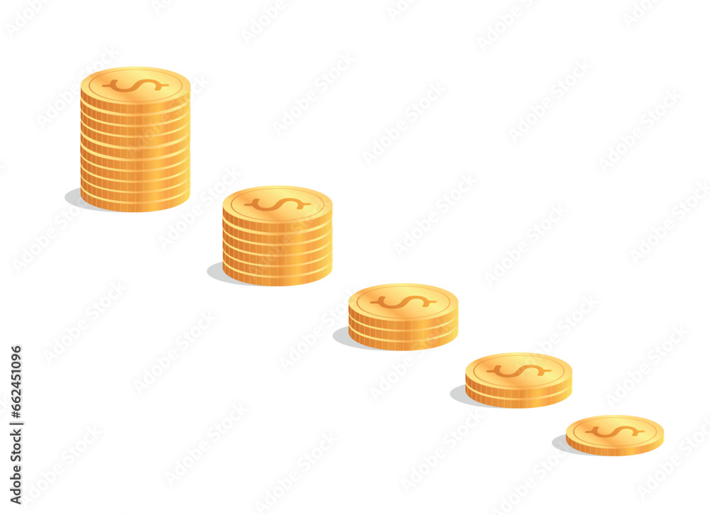 Coins placed in a stack vector illustration Coins placed in a stack vector illustration