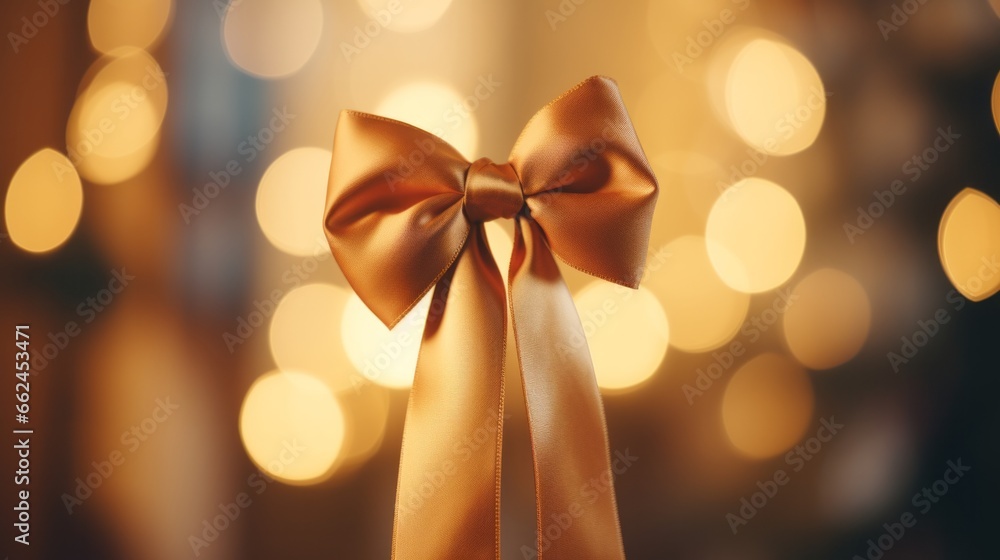 A close up of a bow on a ribbon A close up of a bow on a ribbon