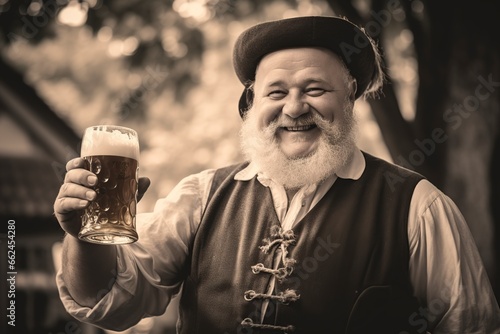 traditional Bavarian man drinking beer