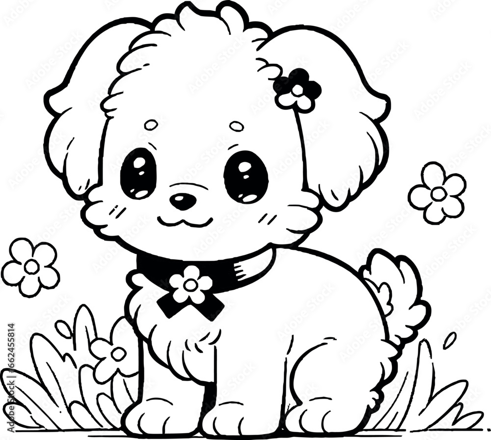 Cute Dog and puppy Coloring page Cute Dog and puppy Coloring page