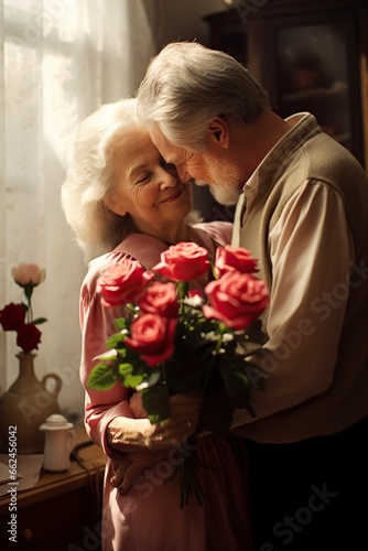 older wife lovingly hugging her husband © Jorge Ferreiro
