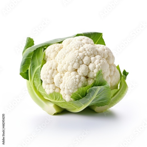 A head of cauliflower on a white background