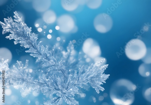 A winter wonderland is elegantly framed by an abstract frost bokeh background  creating a harmonious blend of seasonal allure