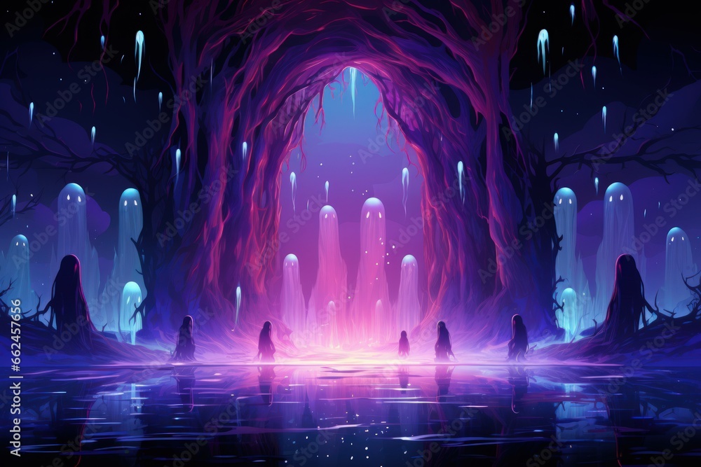 Cursed mirror spirits, trapped within reflective surfaces, offering glimpses of other worlds - Generative AI Cursed mirror spirits, trapped within reflective surfaces, offering glimpses of other worlds - Generative AI