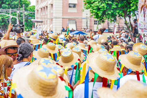 Arraial do Pavulagem is a musical group that develops an artistic and cultural movement that occupies the streets of Belém do Pará with its popular and colorful processions in June and October photo