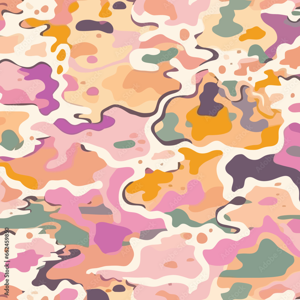 Desert storm camouflage quirky doodle pattern, background, cartoon, vector, whimsical Illustration