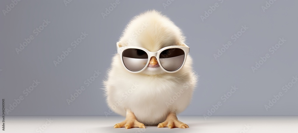 Little Chick Wearing Sunglasses with Generative AI