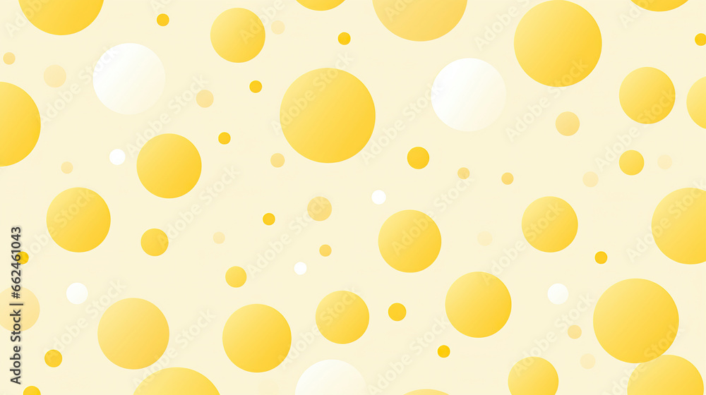 Cartoon digital illustration with light yellow polka dots. Digital art for graphic design with yellow polka dots in a dynamic composition. Background with a playful touch of color. - obrazy, fototapety, plakaty 