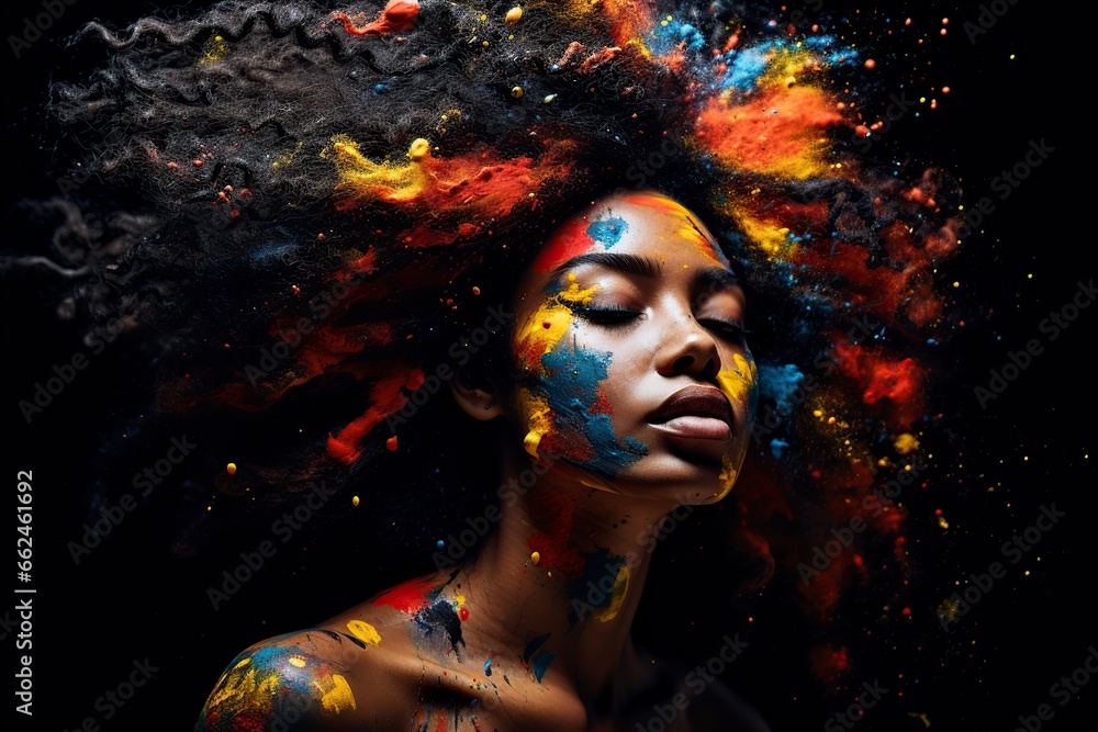 african american woman adorned with mixed colors