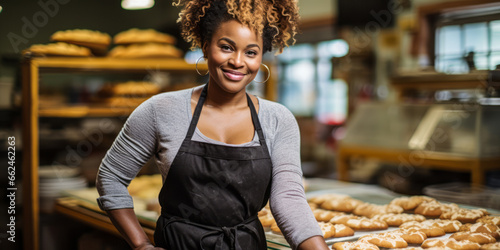 Skilled Black Woman Baker in Her Professional Kitchen photo
