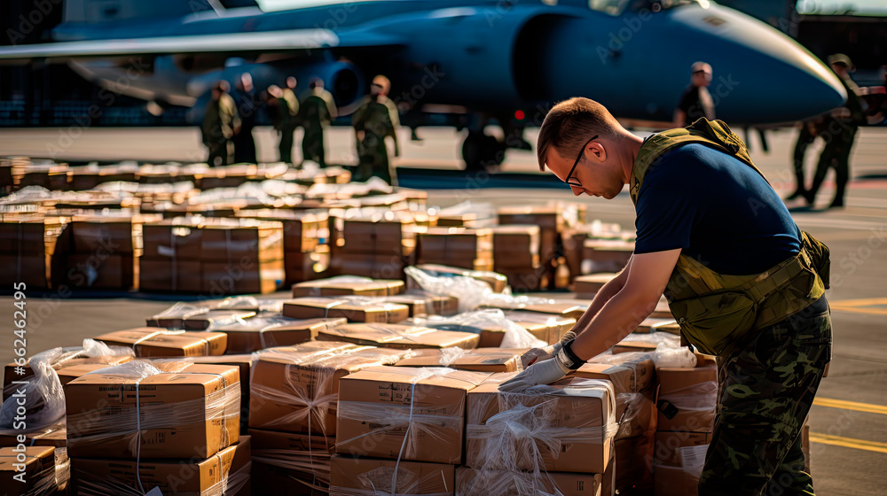 Sending humanitarian aid at a military airport