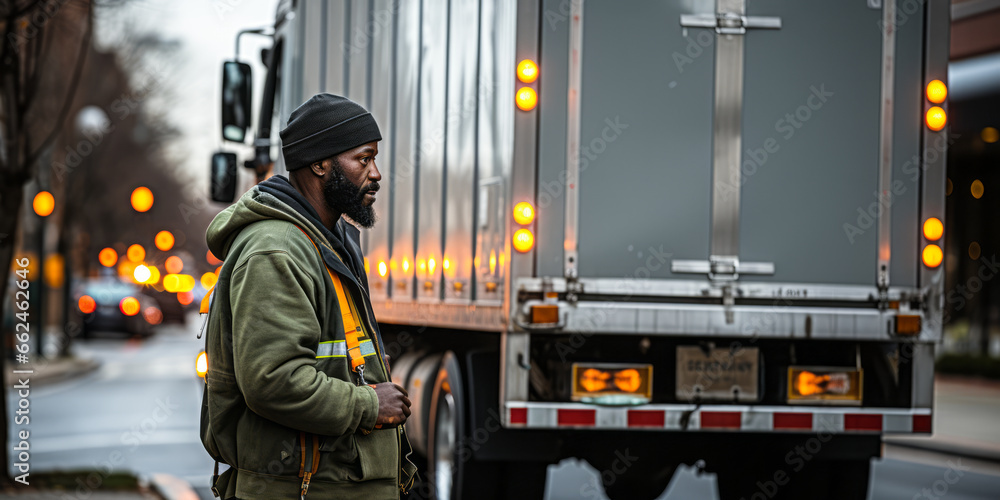 Truck Driver Walking Past Vehicle and Entering Cab for a New Journey Truck Driver Walking Past Vehicle and Entering Cab for a New Journey