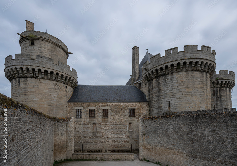 Alençon, France - 10 14 2023: View of the ramparts of the Castle of the Dukes of Alençon.