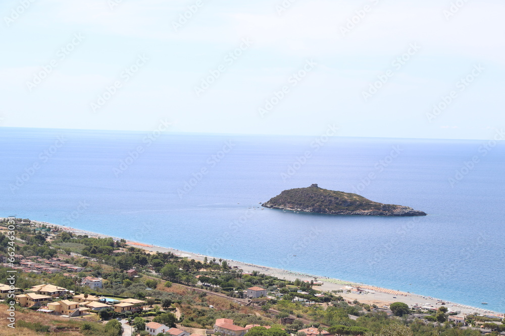 View of the large beach and coast line of Diamante, Diamante, District of Cosenza, Calabria, Italy, Europe.