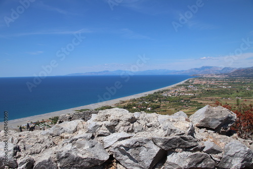 View of the large beach and coast line of Diamante, Diamante, District of Cosenza, Calabria, Italy, Europe. photo