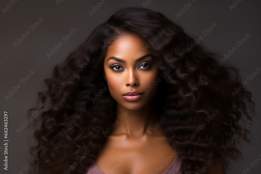 Beauty portrait of a black female model with flawless skin an beautiful hair. black background. black hair Beauty portrait of a black female model with flawless skin an beautiful hair. black background. black hair